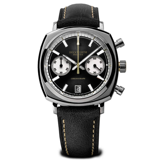 Chronograph 42 black sunburst black leather - Wilson Watches