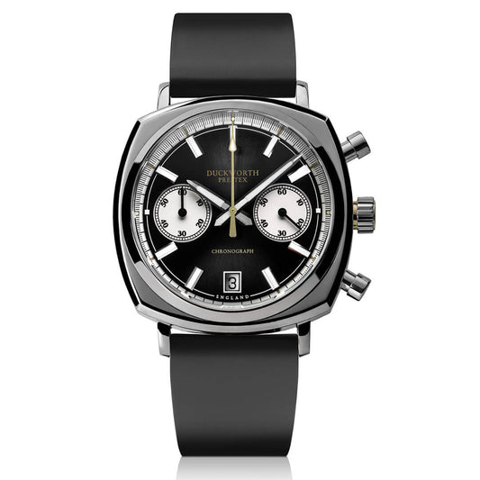 Chronograph 42 black sunburst black rubber - Wilson Watches