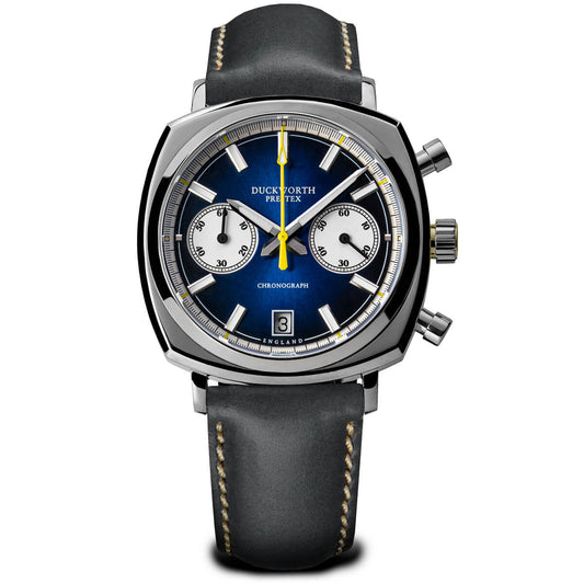 Chronograph 42 blue sunburst grey leather - Wilson Watches