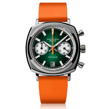 Chronograph 42 green sunburst orange rubber strap - Wilson Watches 