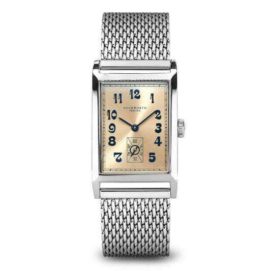 Centenary salmon pink dial on steel mesh bracelet - Wilson Watches