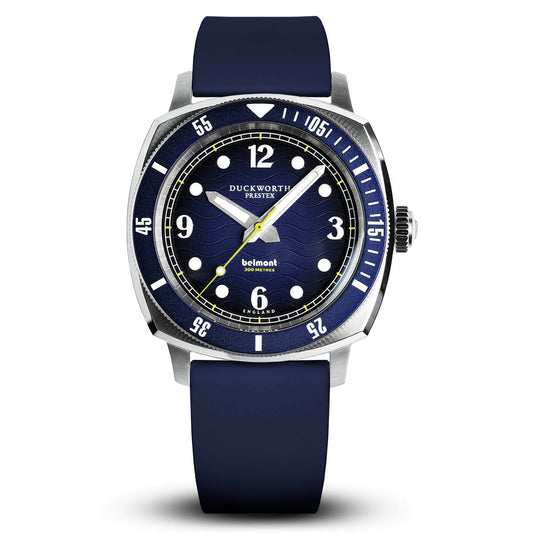 Belmont dive watch blue dial on blue rubber - Wilson Watches