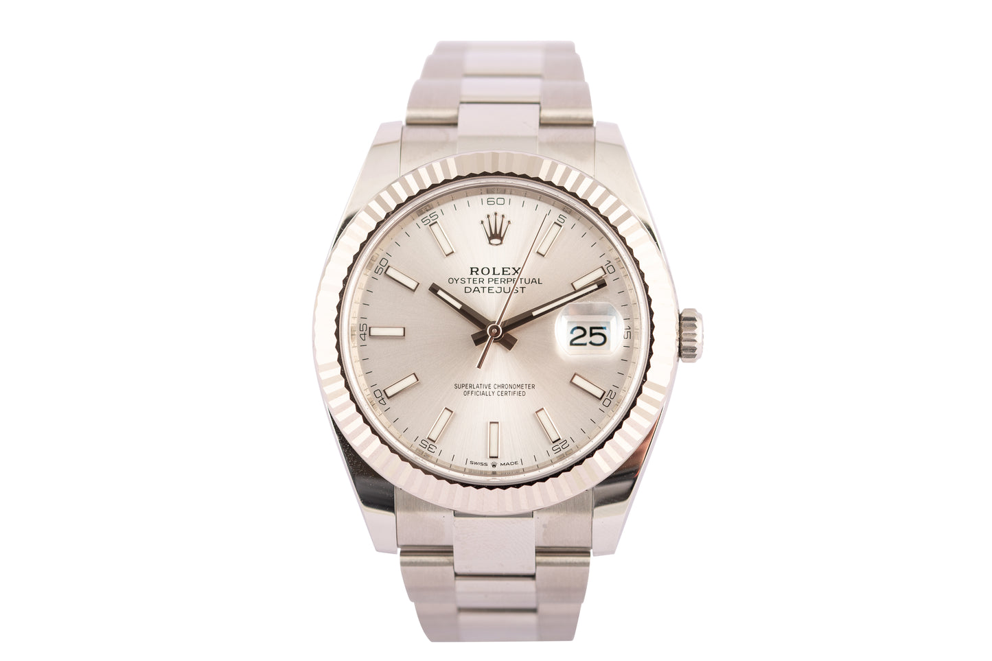 Rolex Datejust 41mm 126334 Silver Index Dial Fluted Bezel Oyster Bracelet - Wilson Watches