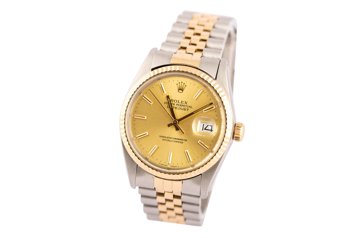 Rolex Datejust 36 16013 Champagne Dial 36mm Steel and Gold Jubilee Watch - Wilson Watches