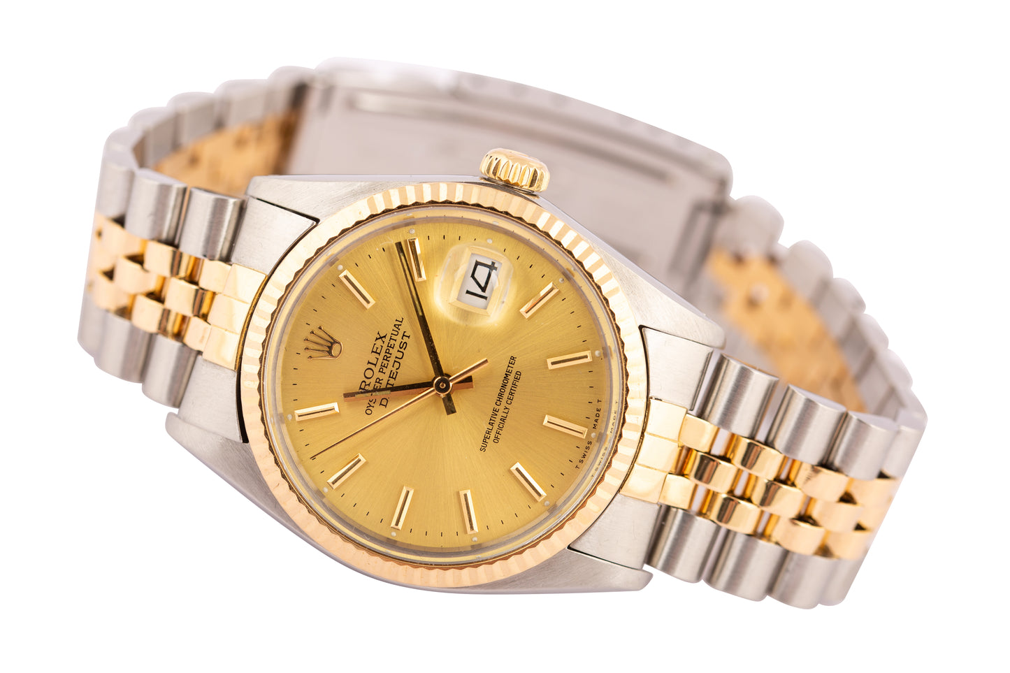 Rolex Datejust 36 16013 Champagne Dial 36mm Steel and Gold Jubilee Watch - Wilson Watches