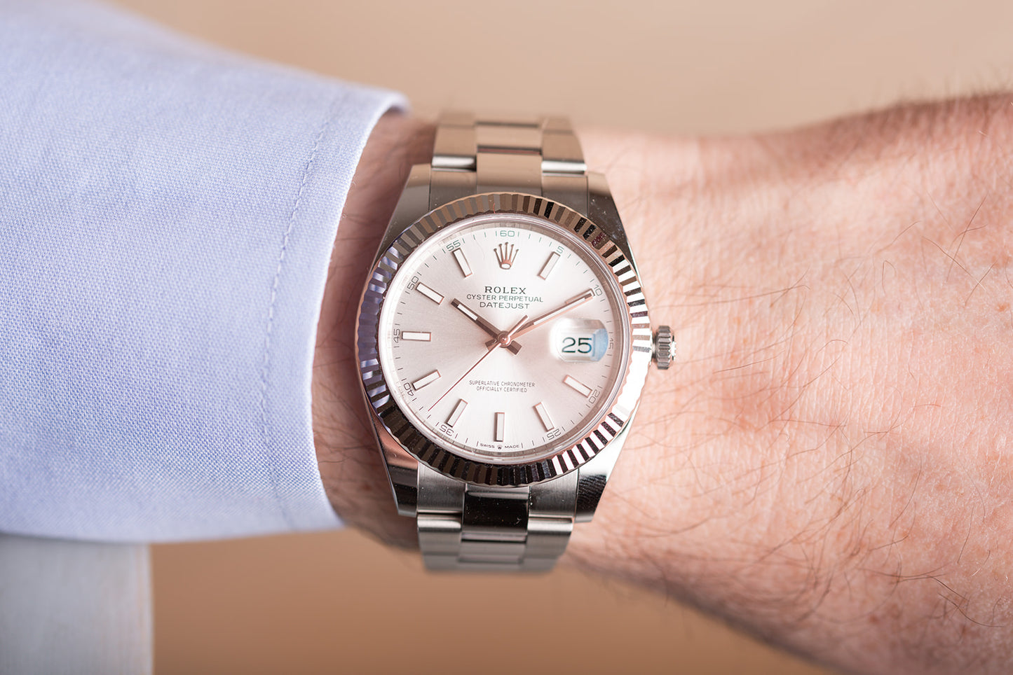 Rolex Datejust 41mm 126334 Silver Index Dial Fluted Bezel Oyster Bracelet - Wilson Watches