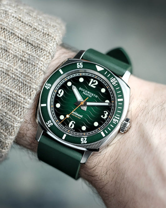 Belmont dive watch green dial on green rubber - Wilson Watches 