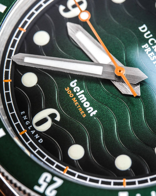 Belmont dive watch green dial on steel bracelet - Wilson Watches 
