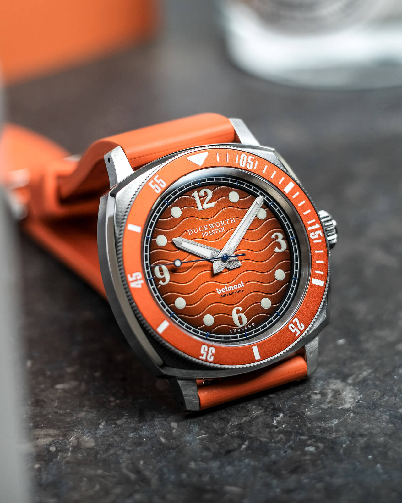 Belmont dive watch orange dial on orange rubber - Wilson Watches