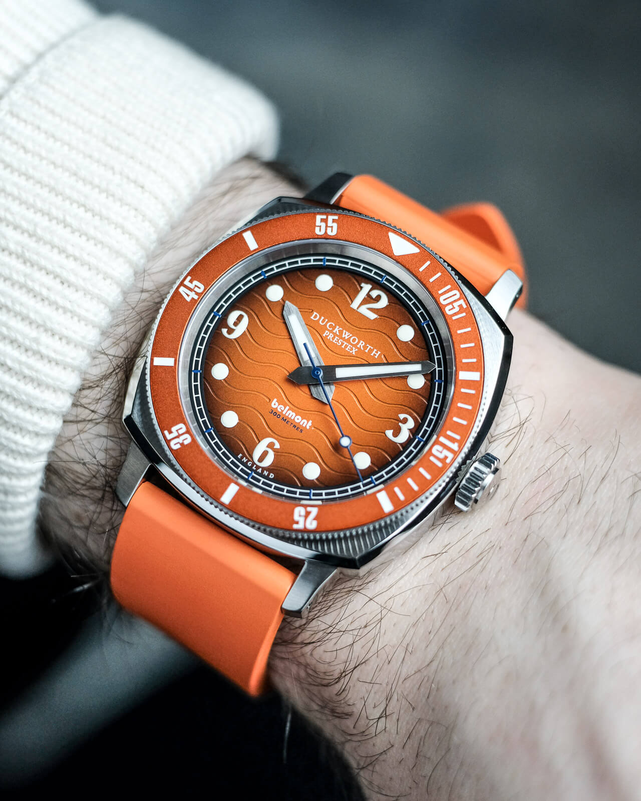 Belmont dive watch orange dial on orange rubber - Wilson Watches