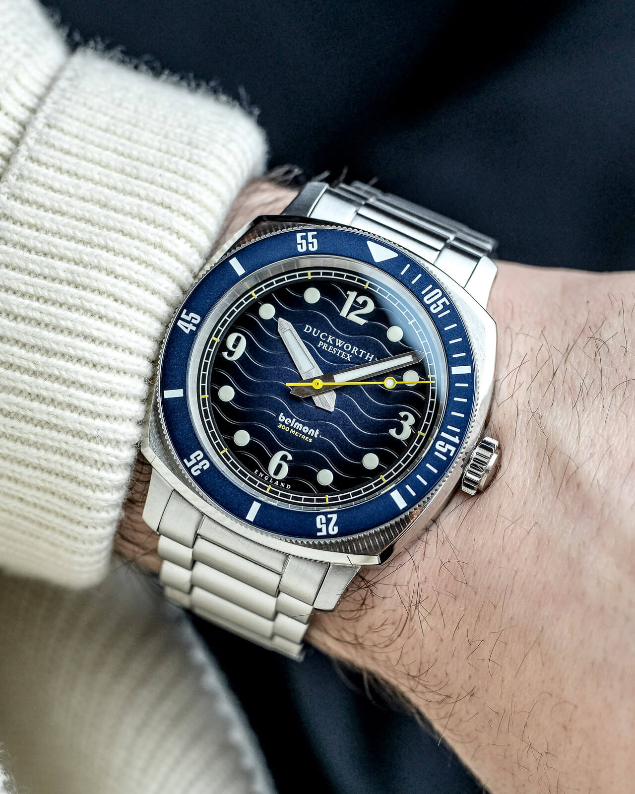 Belmont dive watch blue dial on steel bracelet - Wilson Watches