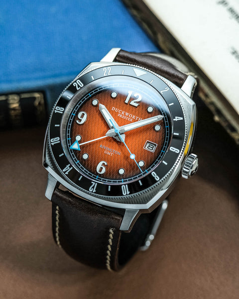 Rivington GMT watch orange dial orange rubber - Wilson Watches 