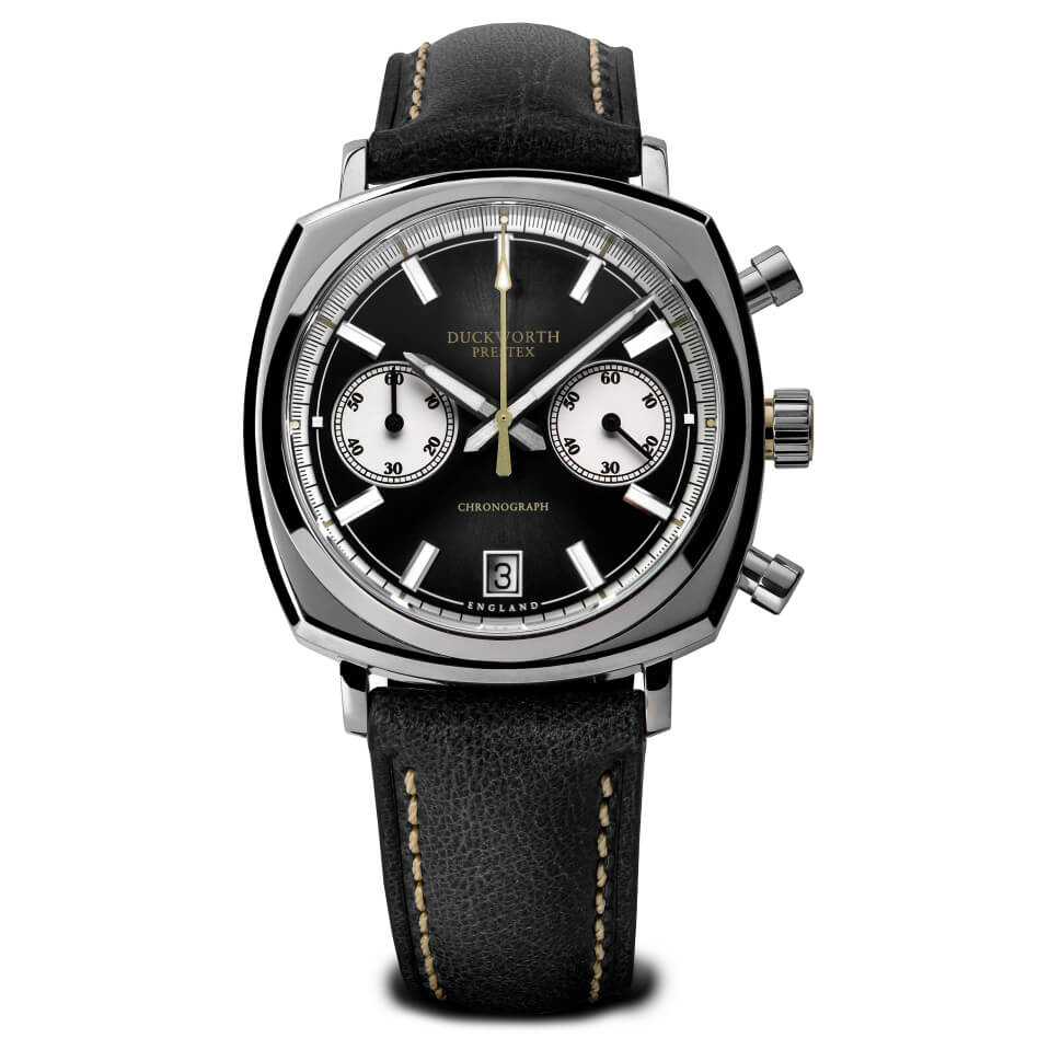 Chronograph 42 black sunburst black leather - Wilson Watches