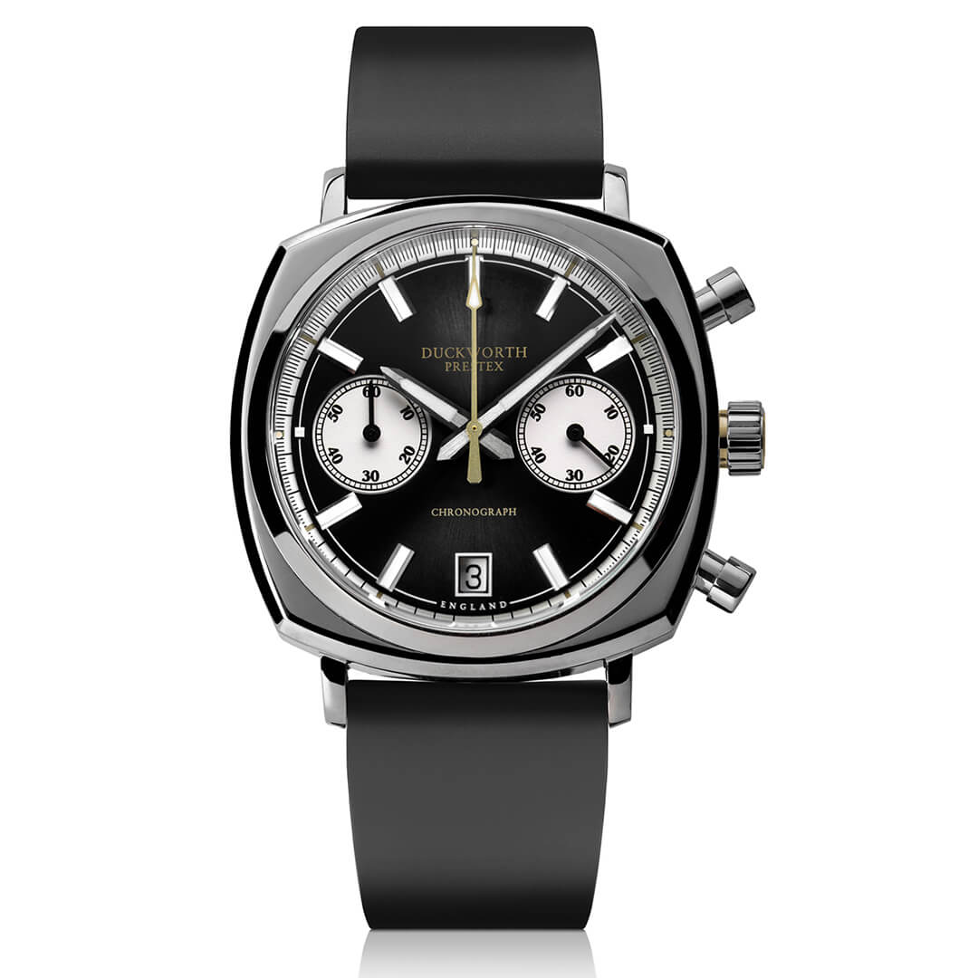 Chronograph 42 black sunburst black rubber - Wilson Watches