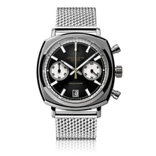 Chronograph 42 black sunburst mesh bracelet - Wilson Watches