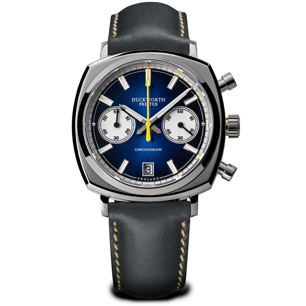 Chronograph 42 blue sunburst grey leather - Wilson Watches