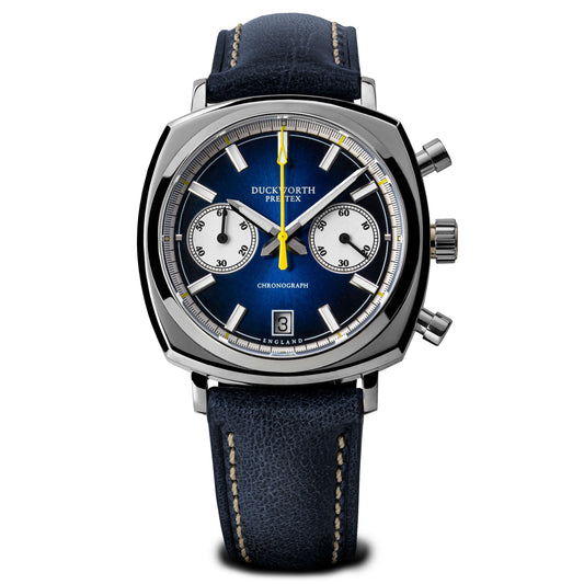Chronograph 42 blue sunburst blue leather - Wilson Watches 