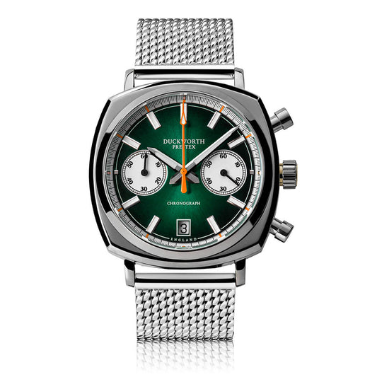 Chronograph 42 green sunburst mesh bracelet - Wilson Watches 