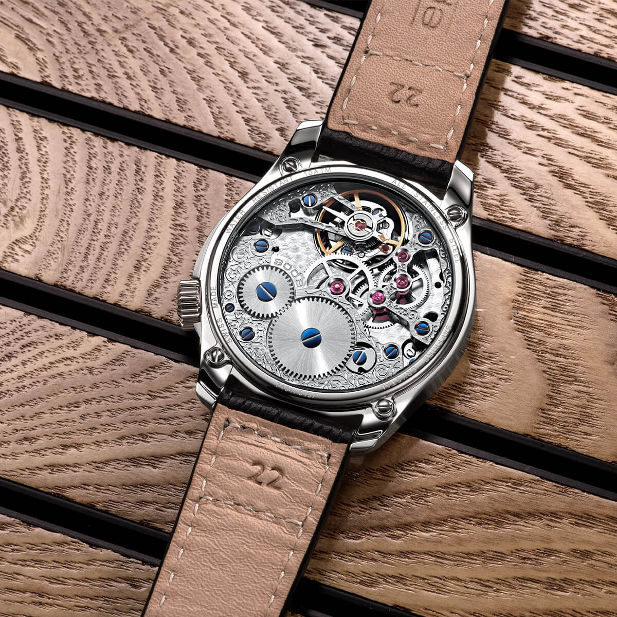 EPOS SPORTIVE 3434 Hand-Wound Half-Skeletonised Open-Heart Pilot Watch 3434.183.20.35.24 - Wilson Watches