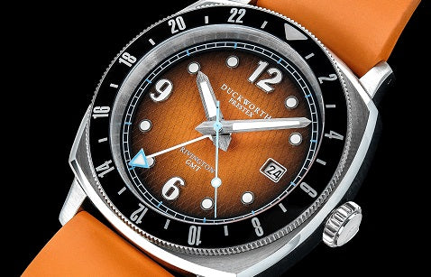 Rivington GMT watch orange dial orange rubber - Wilson Watches 