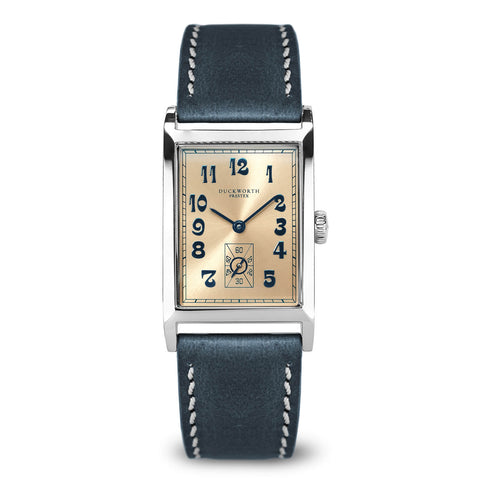 Centenary salmon pink dial on blue leather - Wilson Watches