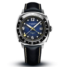 Rivington GMT watch blue dial on blue leather - Wilson Watches 