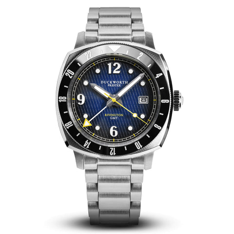 Rivington GMT watch blue dial on steel bracelet - Wilson Watches 