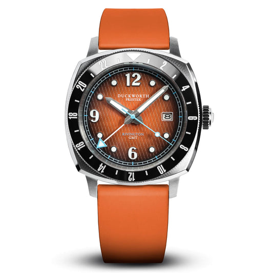 Rivington GMT watch orange dial orange rubber - Wilson Watches 