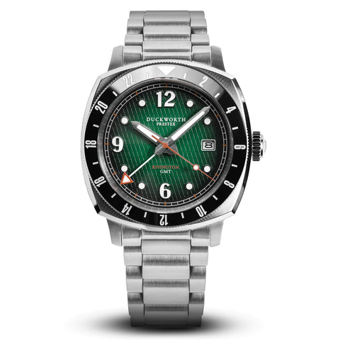 Rivington GMT Timepiece with Green Dial on Stainless Steel bracelet - Wilson Watches 