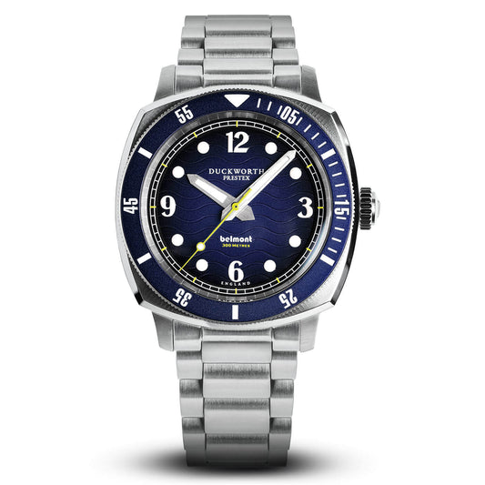 Belmont dive watch blue dial on steel bracelet - Wilson Watches 