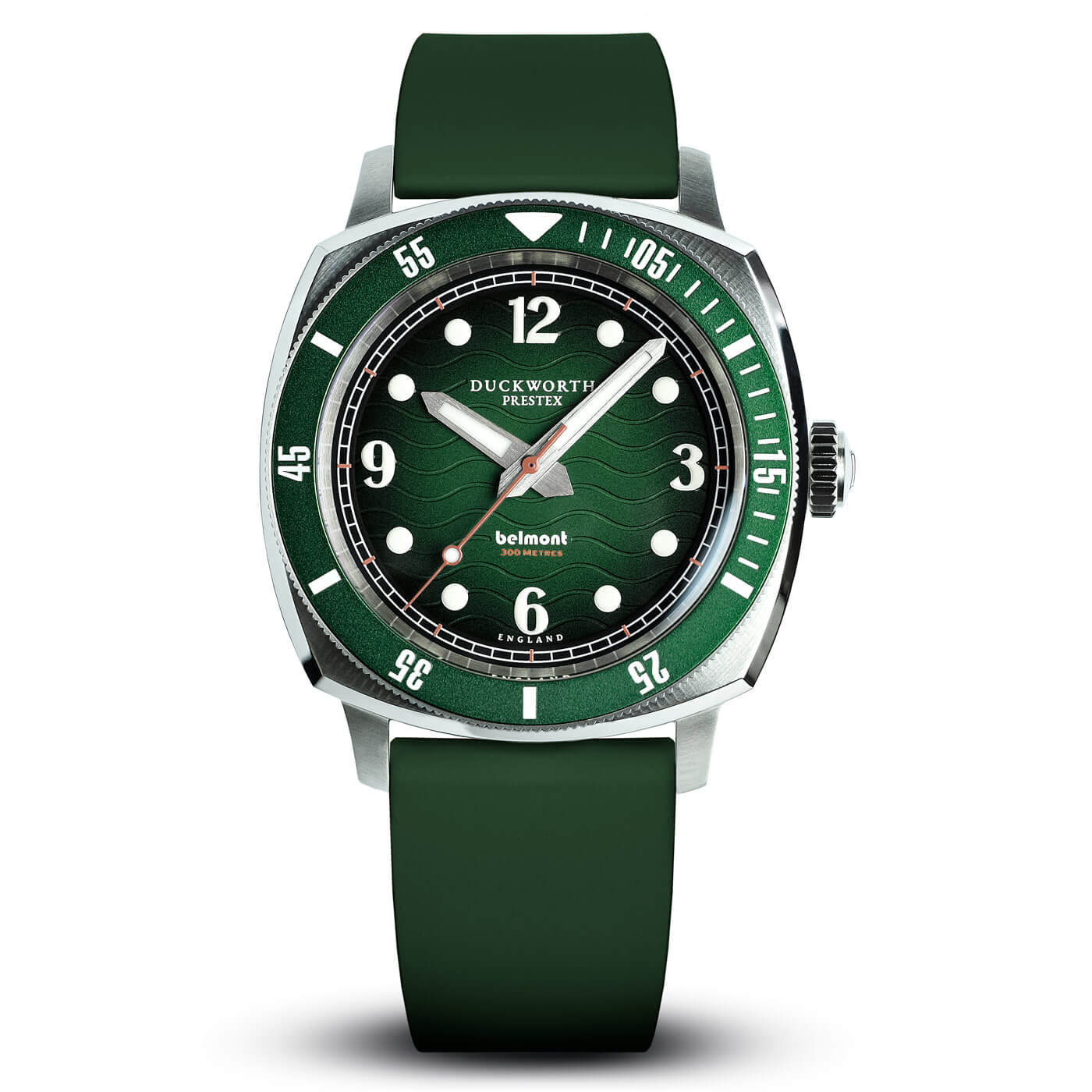 Belmont dive watch green dial on green rubber - Wilson Watches