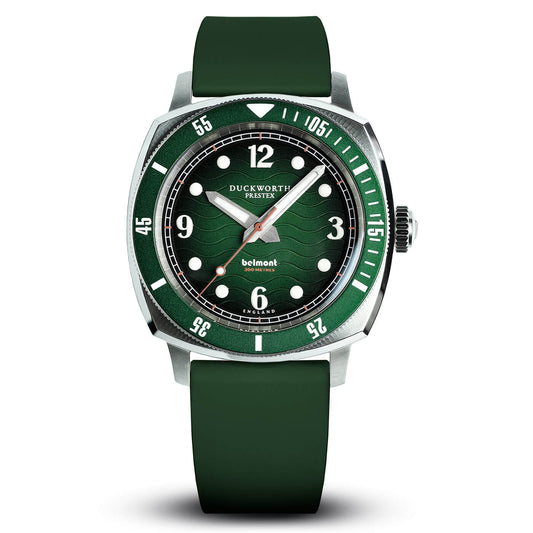 Belmont dive watch green dial on green rubber - Wilson Watches 