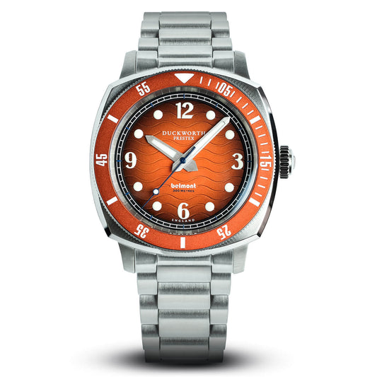 Belmont dive watch orange dial on steel bracelet - Wilson Watches 