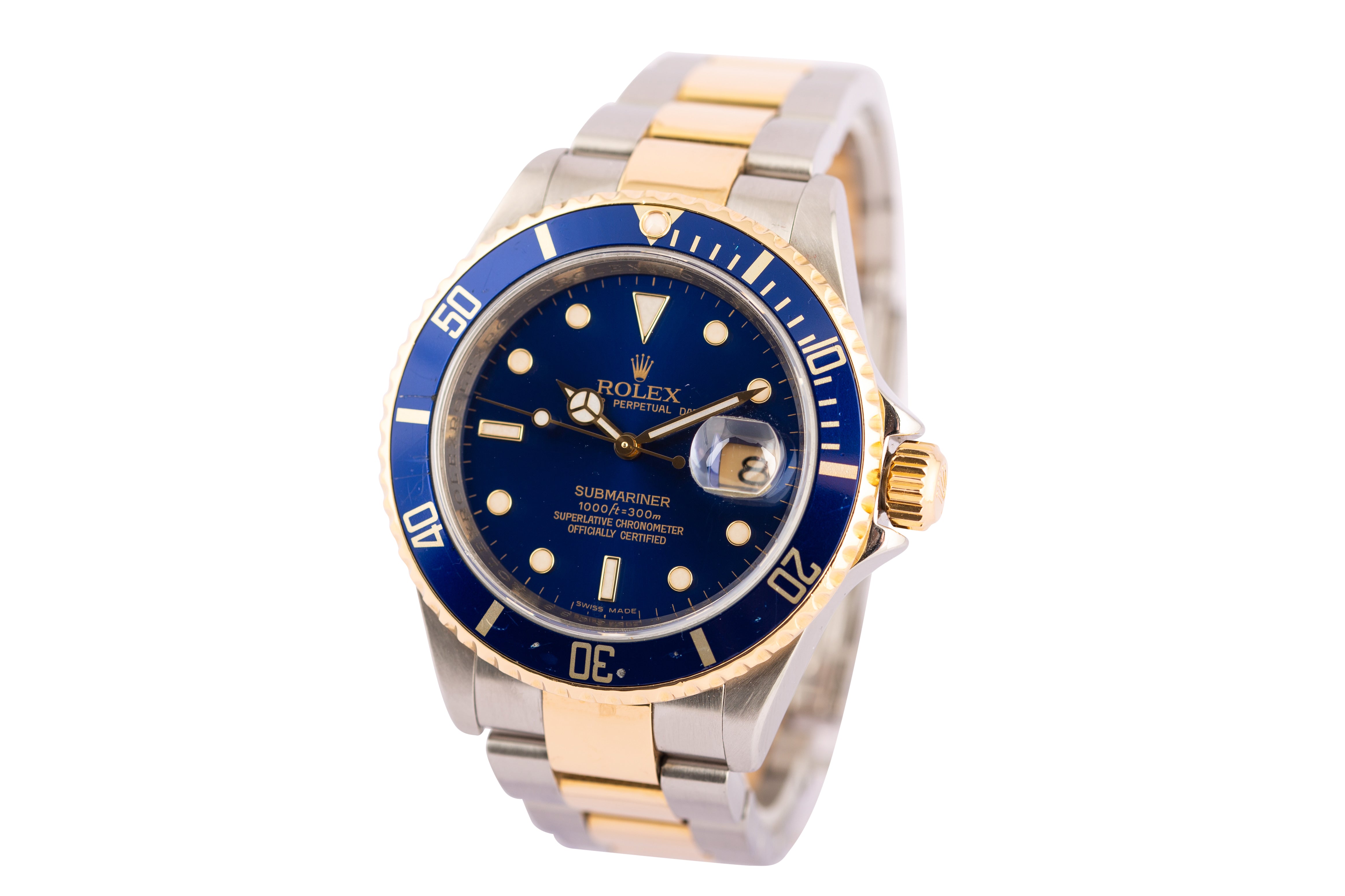 Rolex Submariner Date M serial Submariner Date 2-Tone Pre Ceramic Blue Bezel Blue Dial 16613 - Wilson Watches 