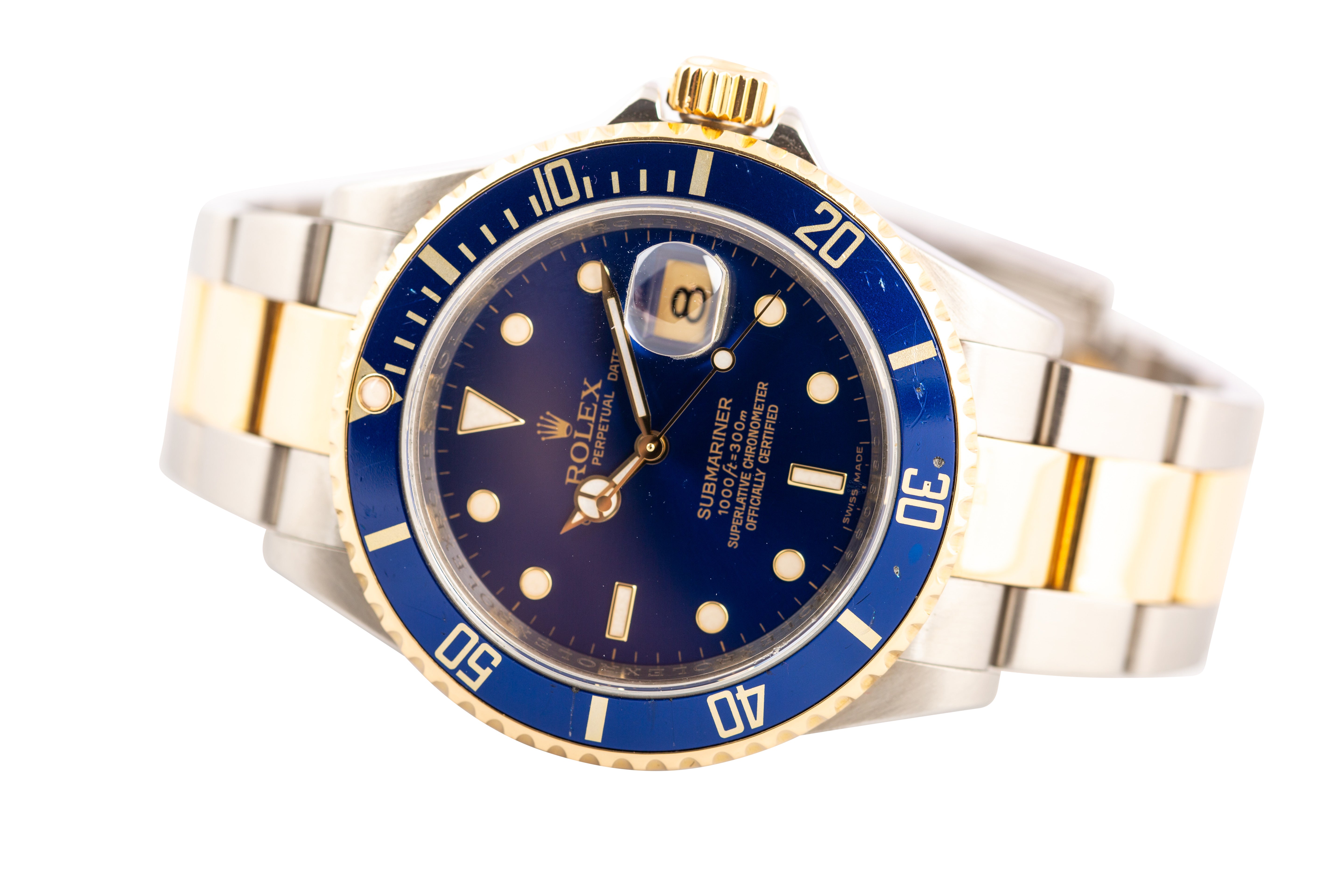 Rolex Submariner Date M serial Submariner Date 2-Tone Pre Ceramic Blue Bezel Blue Dial 16613 - Wilson Watches 