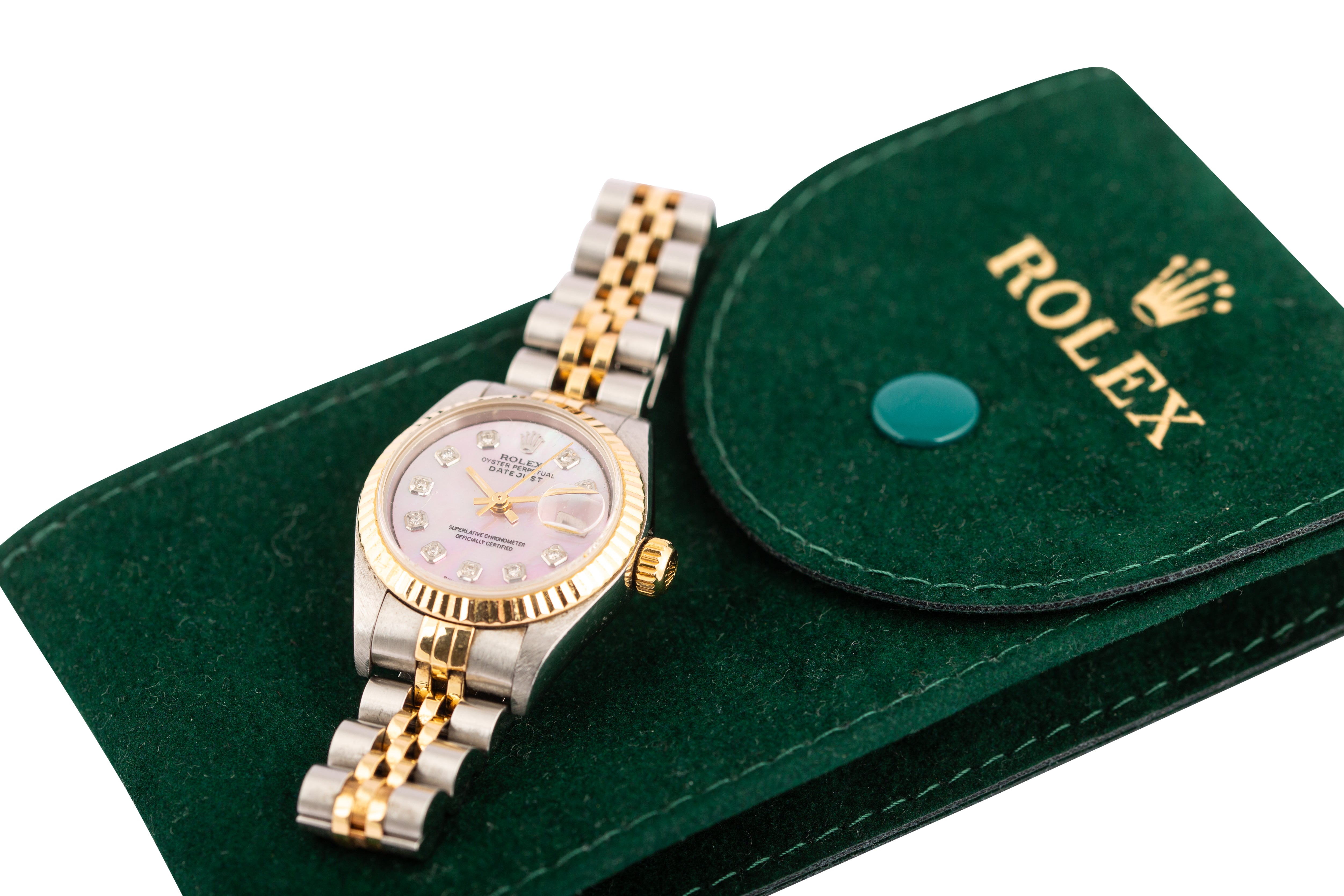 Rolex 69173 Datejust Pink MOP custom dial Diamond Dial 26mm Ladies Watch - Wilson Watches 