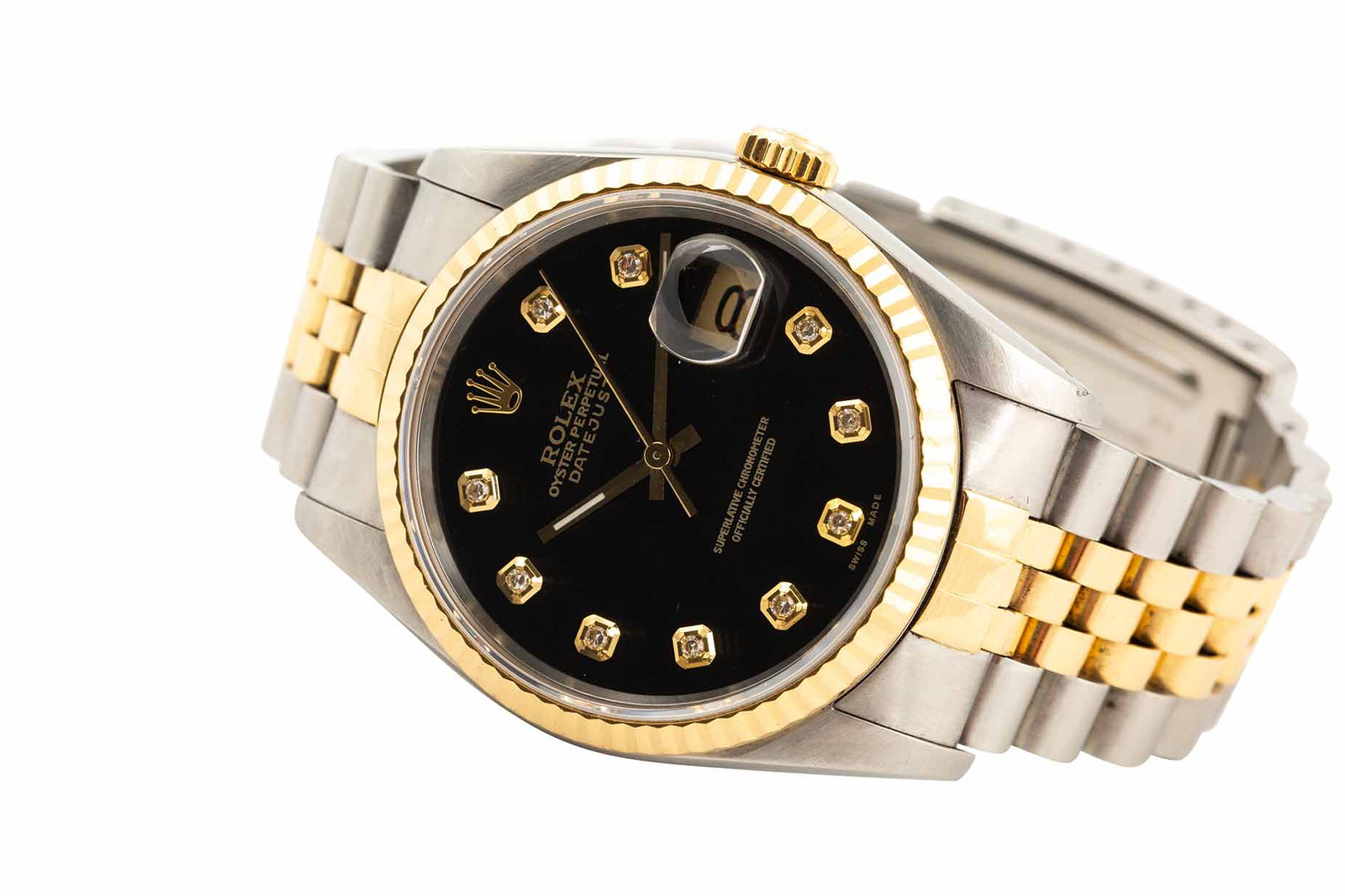 Rolex Datejust 36MM – STEEL & GOLD – BLACK DIAMOND DIAL – 16233 - Wilson Watches 