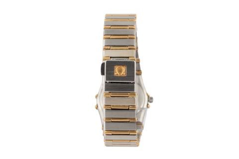 OMEGA CONSTELLATION ladies steel and 18crt gold wrist watch.jpg