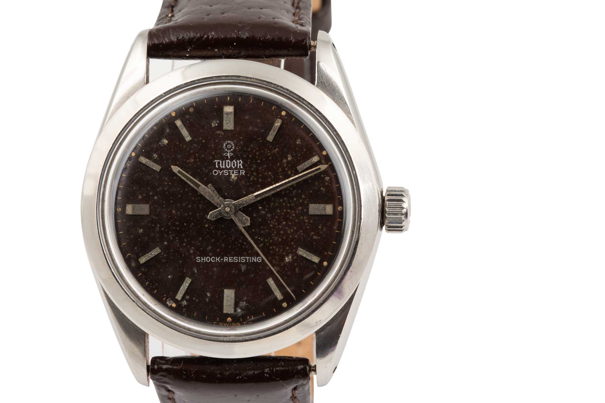 Rolex Tudor Oyster Original Chocolate brown Patina Dial Small Rose Model 7984 1966 - Wilson Watches