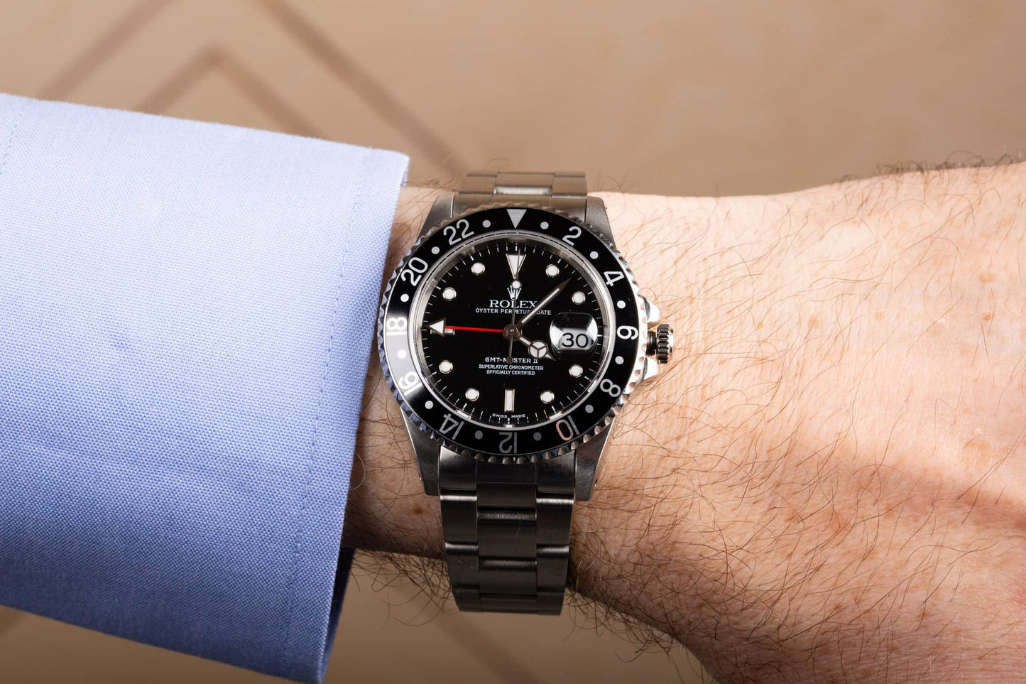 Rolex GMT Master II - 16710 man wearing the watch on his wrist